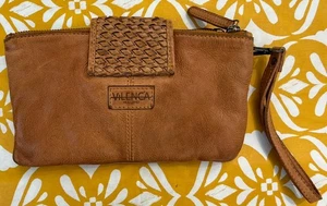 Vintage Vilenca Holland cognacfarben Echtleder geflochten Geldbörse Clutch Kalbsleder 9” x 5” - Bild 1 von 10