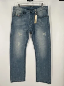 Diesel Larkee Straight Leg Regular Fit Medium Wash Distressed Jeans Size 33x32 - Picture 1 of 10