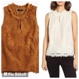 $90 J. Top de encaje redondo con volantes y cuello H2203-COBRE PROFUNDO Marrón 🍂 - Imagen 1 de 8