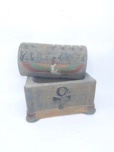 ANCIENT EGYPTIAN ANTIQUITIES WINGED Isis Key of Life Symbol Jewelry Box - Picture 1 of 8
