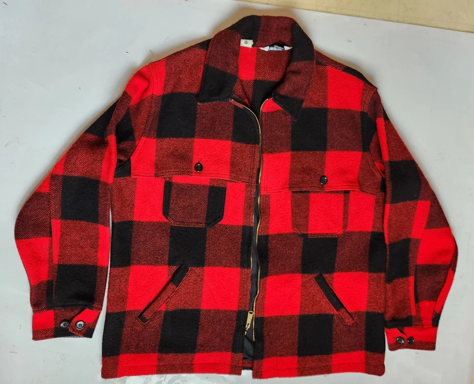 vtg Woolrich Plaid Wool Chore Jacket Men’s  Red and Black Size XL - Image 1 of 4