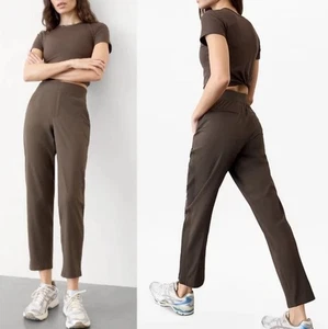 Pantalón tobillo tiro medio Brooklyn ATHLETA $99 elástico trufa marrón talla 8 - Imagen 1 de 12