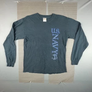 US Navy Long Sleeve Shirt Men M Black Graphic Military Training 803 Anchor - Picture 1 of 5