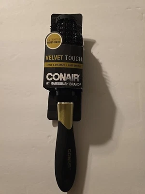 Conair Velvet Touch Round Hair Brush Black Blow Dry Style & Volumize  - Image 1 of 4