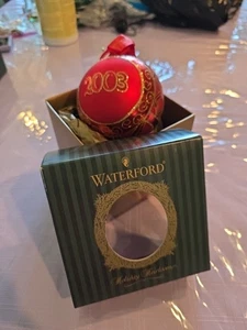 VT Red Waterford Holiday Heirlooms edizione limitata 2003 annuale palla ornamento - Foto 1 di 12