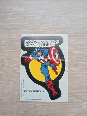 1975 Scanlens Comic Book Heroes Sticker TOPPS Marvel Card Captain America 2 Rare - Image 1 of 2