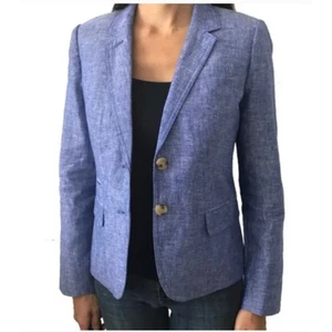 Blazer escolar de lino J Crew para mujer chaqueta a medida talla 8 - Imagen 1 de 10
