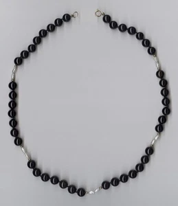 14K 31.1 Gram 18.5" Solid Yellow Gold Black Onyx & Rice Peal Strand Necklace HB - Picture 1 of 1