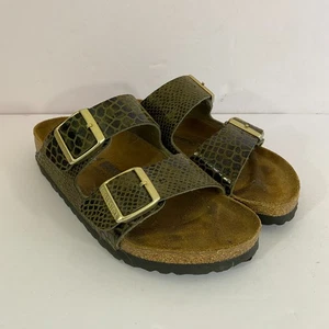 Sandali Birkenstock Arizona verdi stampa serpente due cinturini misura 37 US 6-6,5 - Foto 1 di 7
