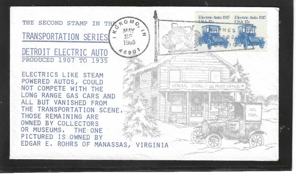 ELECTRIC AUTO TRANSPORTATION COIL FDC 1980 KOKOMO, IN UNKNOWN CACHET - Image 1 of 1