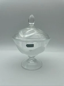 Plato de caramelo/plato de baratija cubierto de cristal de plomo en relieve J G Durand Francia - Imagen 1 de 10