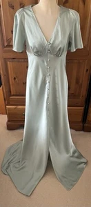Stunning 1930's style silky satin mint green evening gown New Look size 12 long - Picture 1 of 6