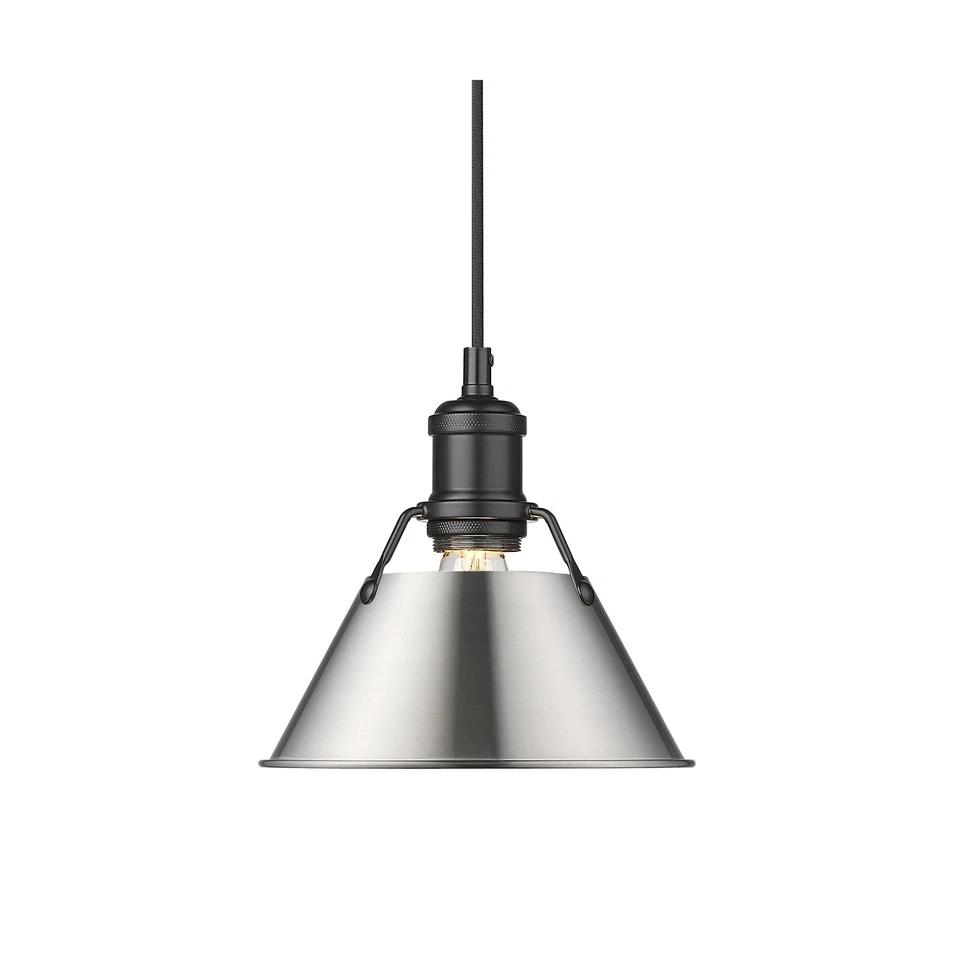 Mini pingente Golden Lighting 3306-S BLK-PW Orwell, preto fosco com estanho Sh... - Imagem 1 de 4