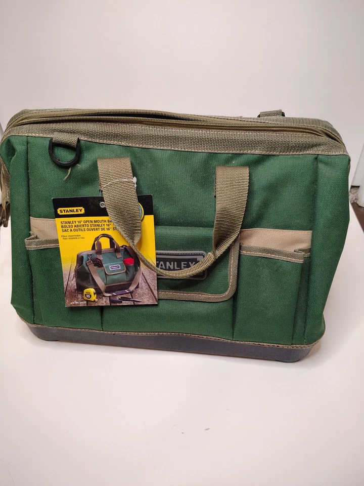 Bolsa de herramientas boca abierta Stanley 16 pulgadas fondo duro verde NUEVO con etiquetas Foto 1 de 4