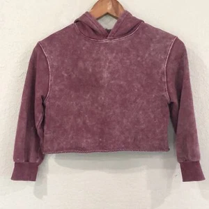 Art Class Girls Sz 6/6X Cropped Boxy Fit Hoodie Sweatshirt Acid Wash - Picture 1 of 7