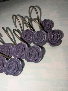 12 ganchos para cortina de ducha Croscill Chambord púrpura rosa amatista  - Imagen 1 de 7