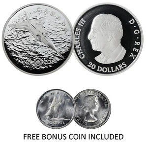 2025 Canada $20 Avro Arrow - Pure Silver Coin with FREE BONUS 1957 Silver Dime - Picture 1 of 6