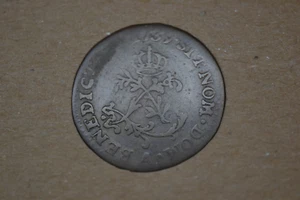 1739-A French Colonies Half Sou Marque- VG/Fine with pedigree holder. RARE! - Picture 1 of 5
