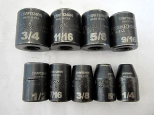 Vintage Craftsman 3/8" Drive 9pc SAE 6pt Short Impact Socket Set 15880 USA - Picture 1 of 5