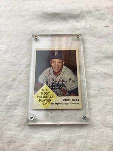 1962 Autographed Maury Wills N.L. Most Valuble Player Baseball Card- Fleer - Picture 1 of 5