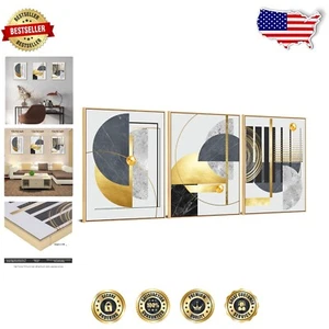 Captivating Gold Canvas Wall Decor - 3-Piece Abstract Set for Modern Interiors - Picture 1 of 8