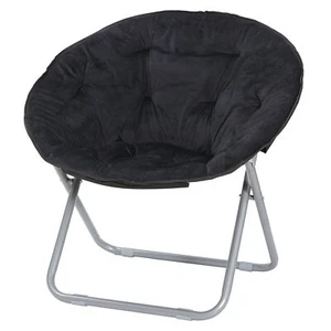 Oversized Moon Saucer Chair Black Faux Fur Lounging Soft Wide Seat - Picture 1 of 12