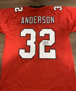 JAMAL ANDERSON Autographed FALCONS Custom Football Jersey JSA COA AUTO SIGNED - Picture 1 of 6