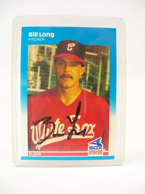 1987 Fleer Bill Long Chicago White Sox Signed Autograph Baseball Card Foto 1 de 4