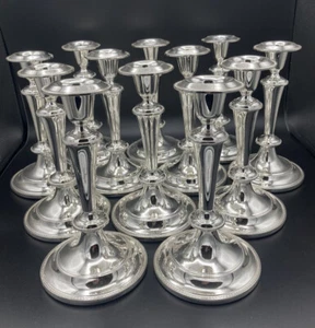 7 1/2" Candle Holders ~ Set of 12 ~ S.P. On Zinc ~  England - Picture 1 of 7