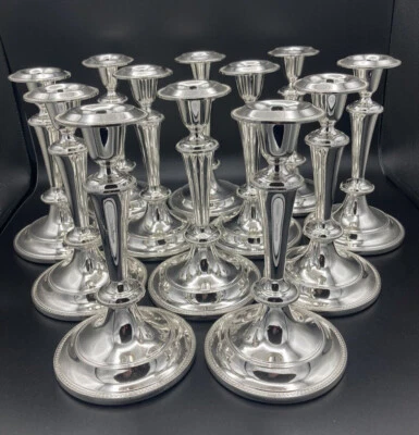 Candelabros 7 1/2" ~ Juego de 12 ~ S.P. Sobre zinc ~ Inglaterra Foto 1 de 4