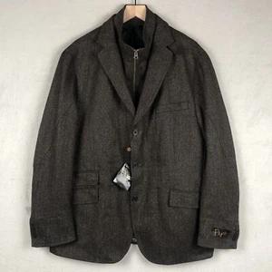 NWT FLYNT Rizzo Wool Cashmere Herringbone Sports Coat Jacket 46R Brown NEW - Picture 1 of 22