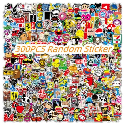 300 Pack Random Cool Brand Logo Sticker Bomb Vinyl Skateboard Luggage Decals Lot - Image 1 of 4