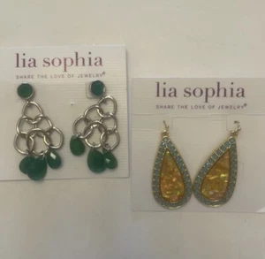 Par de pendientes colgantes Lia Sophia multicolores en tarjetas originales - Imagen 1 de 6