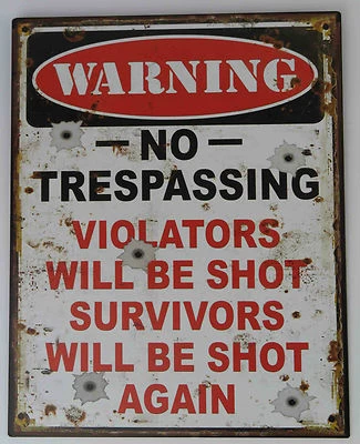 CLEVER-DEKO Panneau Métallique No Intrusion Pas Passage Interdit Plaque de Tôle