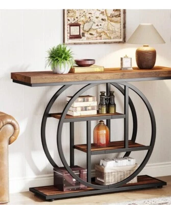 Tribesigns Industrial 4-Tier Sofa Table with Circle Base, 41.3" Console Table Na - Image 1 of 4
