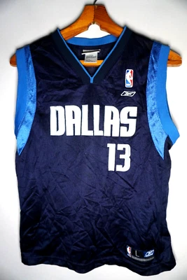 Camiseta deportiva vintage Reebok Dallas Mavericks Steve Nash jóvenes niños grande azul visitante Foto 1 de 4