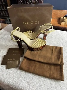 GUCCI Tortoiseshell Patent Leather Platform Heels 36 C w/ Box - EXCELLENT!!! - Picture 1 of 14