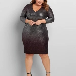 Lane Bryant Shimmer Metallic Evening Cocktail Dress 26w/28w  Purple Silver $99 - Picture 1 of 2