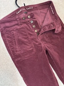 American Eagle Jegging Pants Corduroy Wmns 6 (29X29) Maroon Hi-Rise Button Fly - Picture 1 of 9