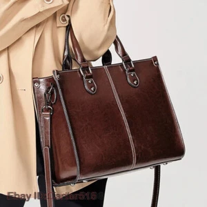 Mujeres Bolso de Mano Bandolera Bolso de Hombro Cuero Genuino Cuero de Vaca Top Asa Bolsos - Imagen 1 de 28