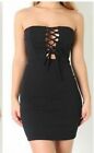  lace up bodycon bandeau contour fitted bandage club party evening mini dress A5