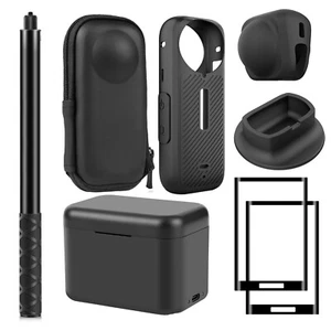 Selfie Stick Monopod Battery Charging Case Cover Accessories Kit for Insta360 X4 - Picture 1 of 24
