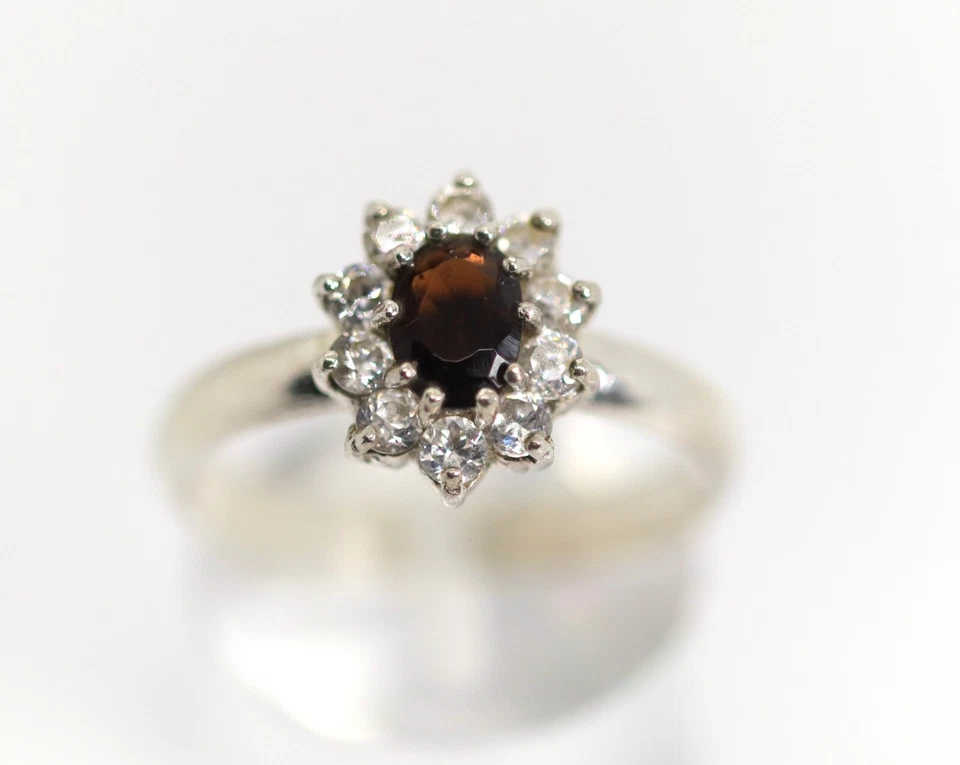 925er Sterlingsilberring, Blüte Blume Kranz, Zirkonia + Glas, Rg: 63 - Bild 1 von 4