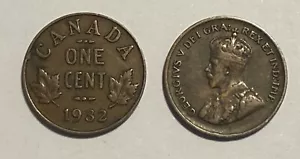1932 CANADA 1 CENT COIN! RARE LOW MINTAGE! BEAUTIFULLY DETAILED KGV PENNY! - Picture 1 of 1