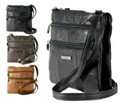 LORENZ Real Leather Small Womens Ladies Cross Body Shoulder Bag