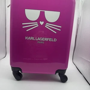 Karl Lagerfeld Luggage Pink 18” Extremely Lightweight Spinner EUC Great Carry On - Picture 1 of 23