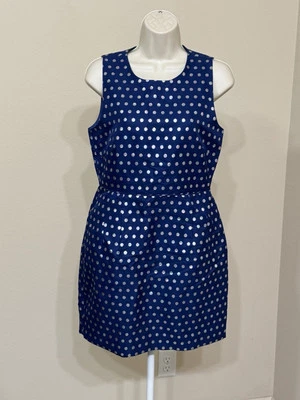 Mini Vestido para Mujer J.Crew Azul/Plateado Brillante Lunares Sin Mangas Cuello Redondo 4 Foto 1 de 4