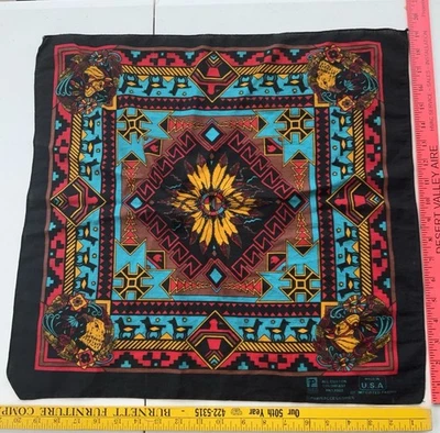 Vintage Paris All Cotton Colorfast Southwestern Bandana Made In USA Rare print - Image 1 of 4