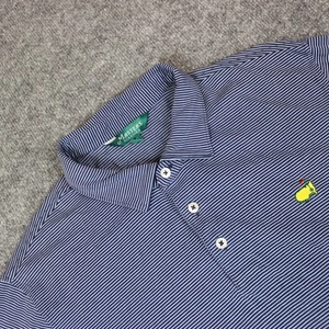 Camisa polo de golf Masters para hombre grande azul a rayas algodón pima elástico - Imagen 1 de 12