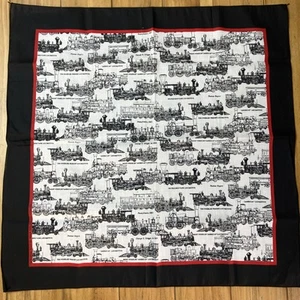 Nos Museum Transportation Train Handkerchief Engine Locomotive Railroad Napkin - Picture 1 of 16